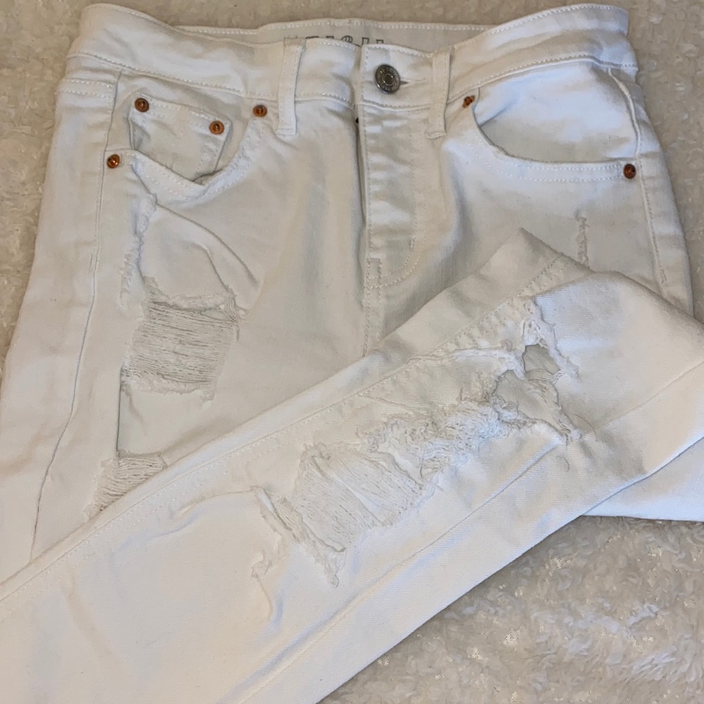 Wild Fable Target White Distressed High Waisted Stretch Skinny Jeans